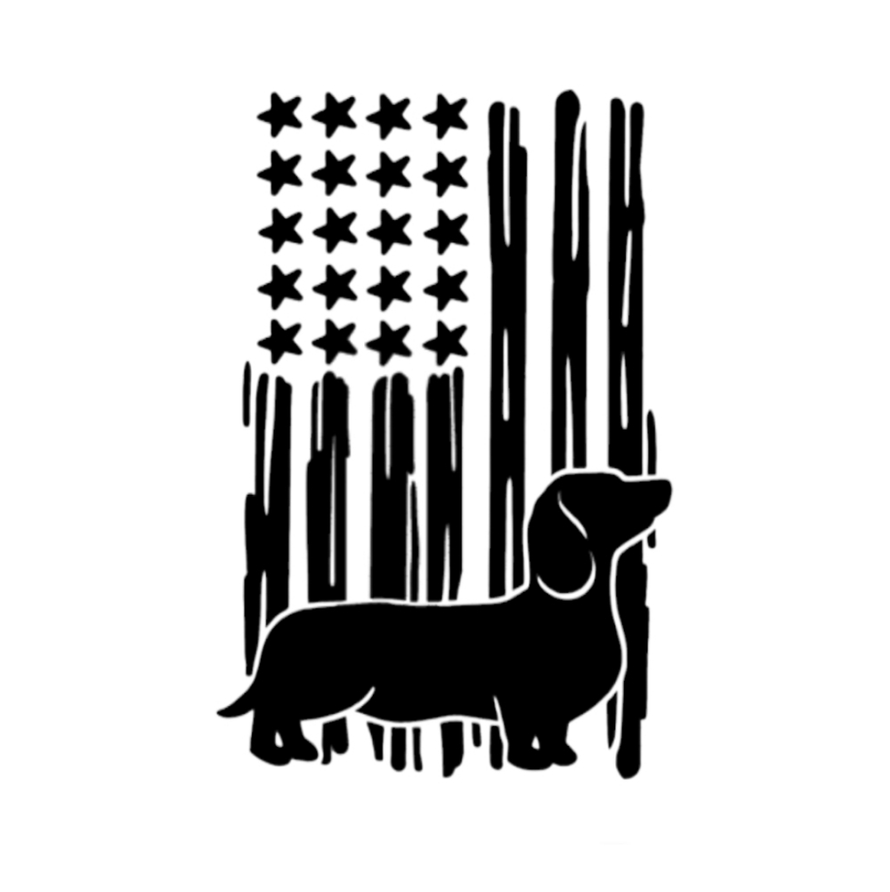 American Flag Dachshund Doxie Dog Happy Vinyl Graphic‎ Auto Laptop Decal Sticker